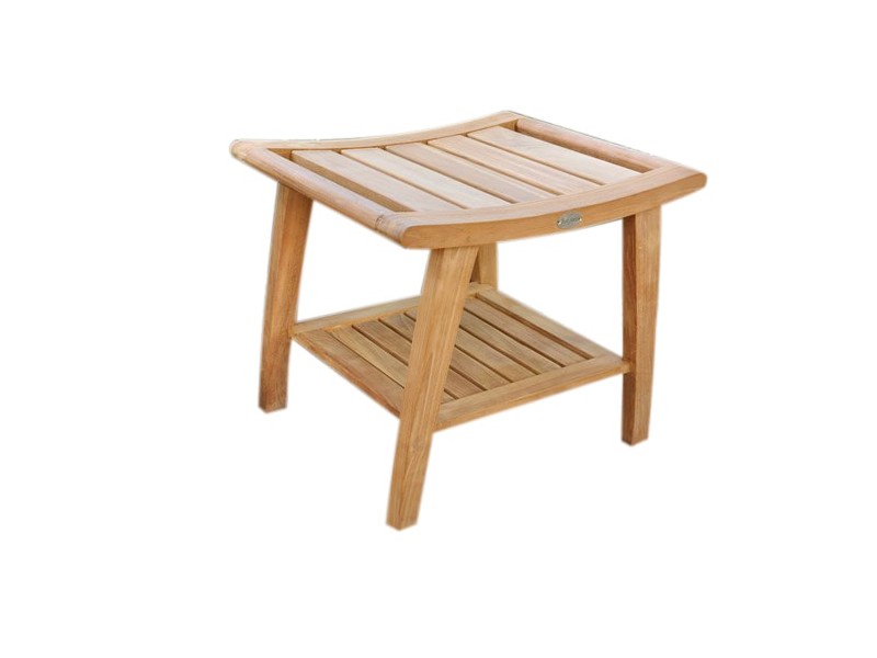 Teak Classic Shower / Bath Room / Pool Bench Stool with Shelf 19.5